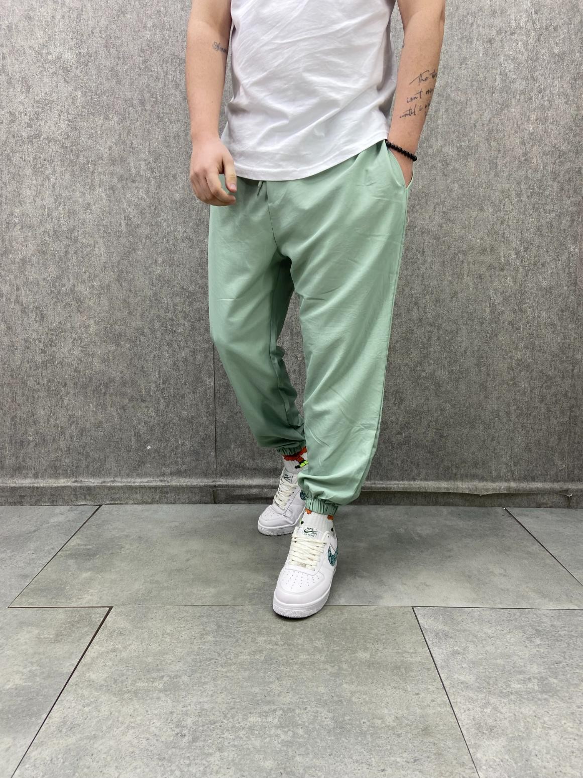 Bel Ve Paça Lastikli  Paraşüt Mint Jogger