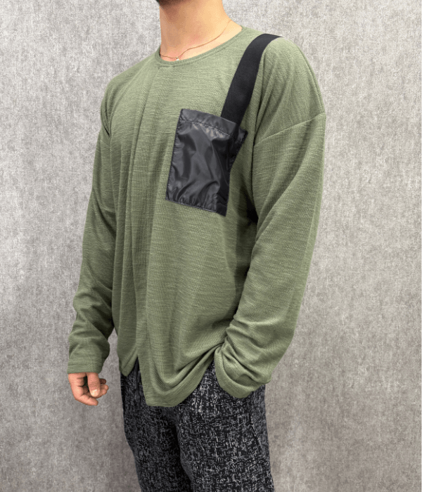 Oversize Asimetrik Haki Triko Tshirt