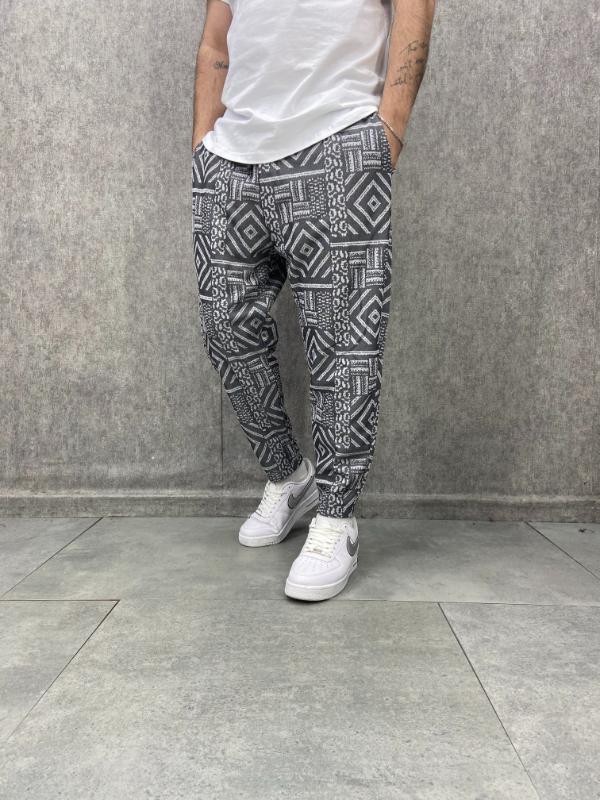 Beli Lastikli Nokta Desen Baggy Pantolon