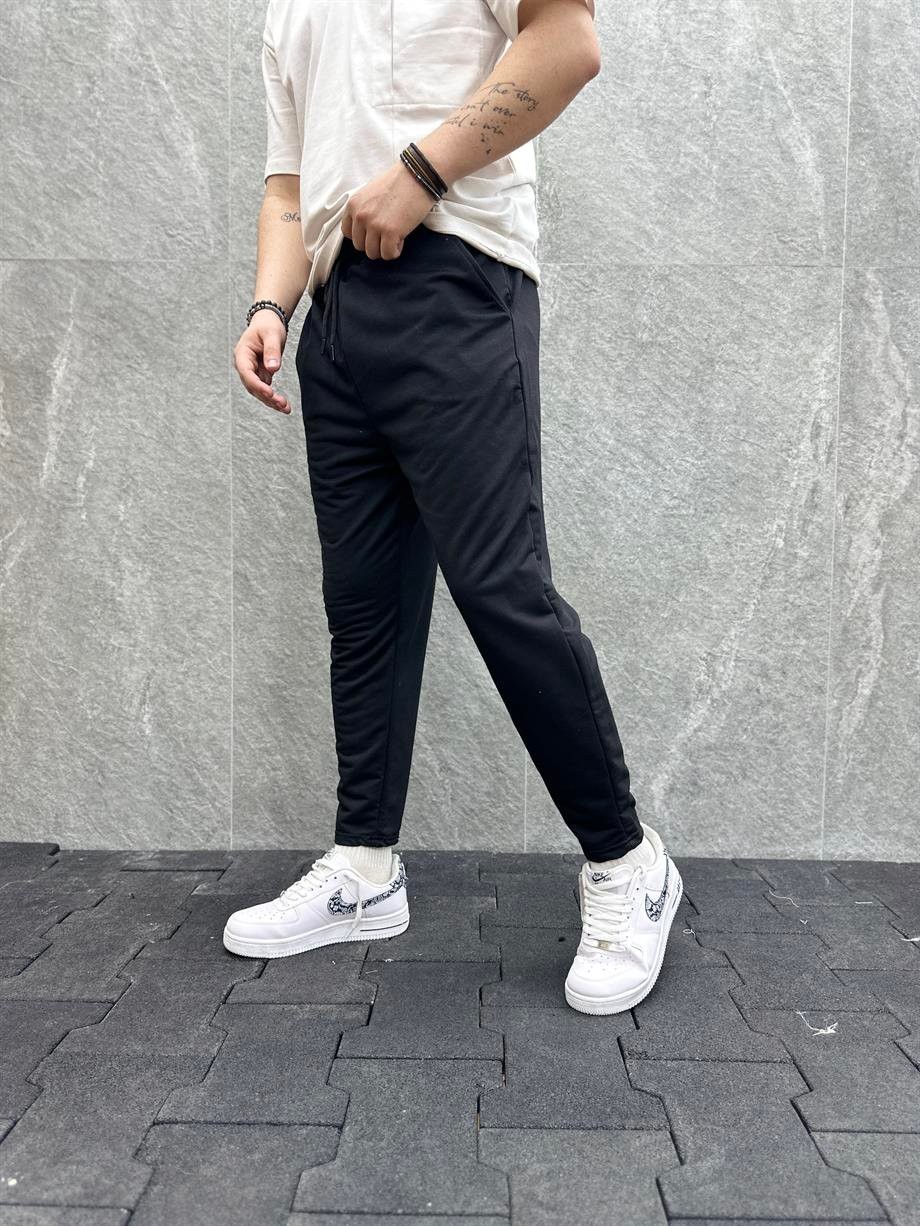 Beli Lastikli Siyah Baggy Pantolon