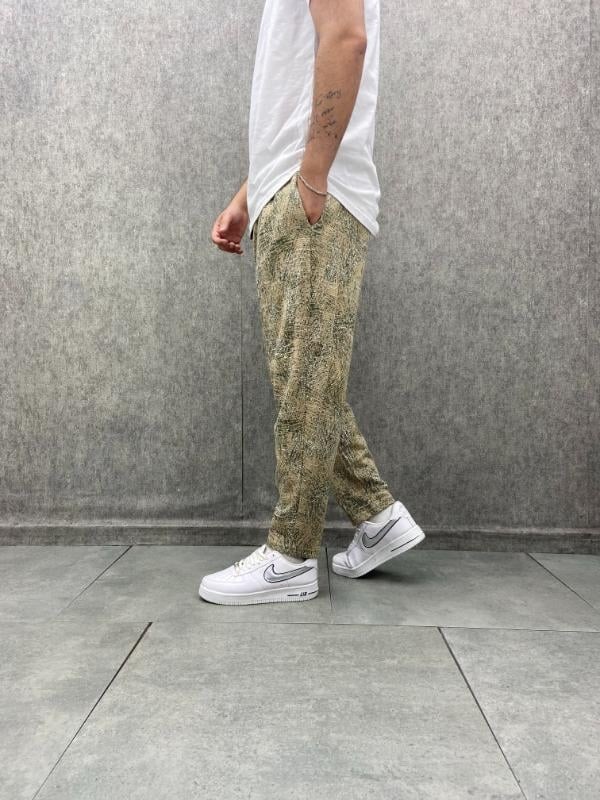 Beli Lastikli Desenli Baggy Pantolon
