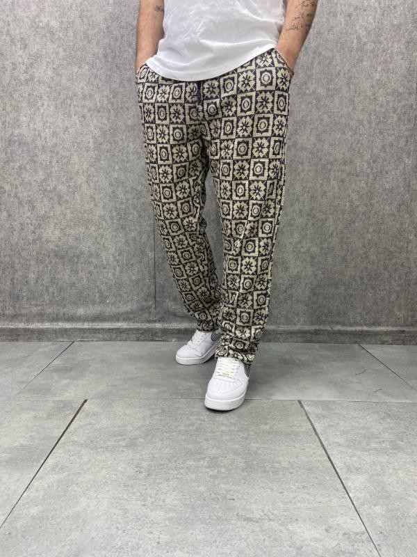 Beli Lastikli Desenli  Bohem Pantolon
