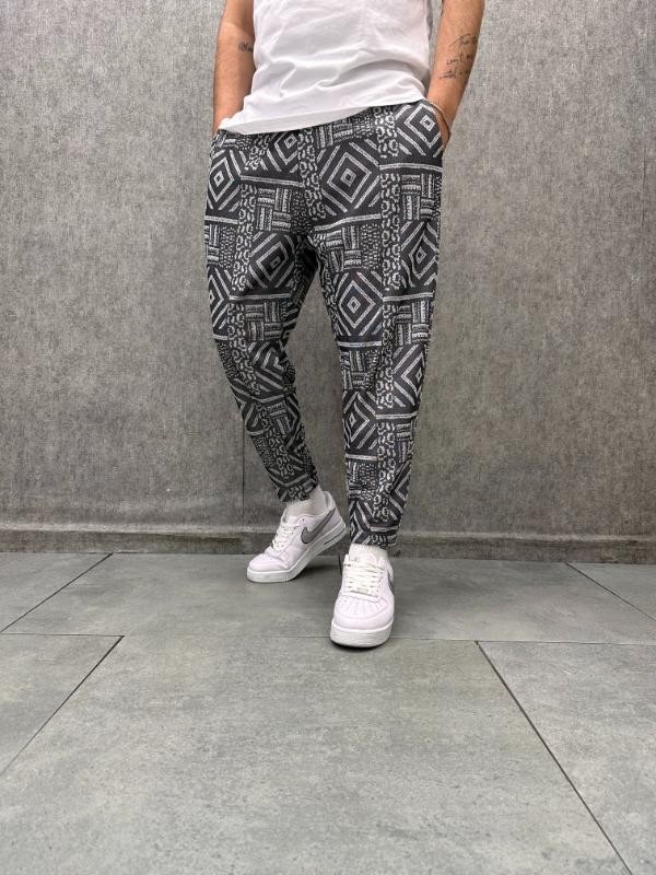 Beli Lastikli Aztek Desenli Bohem Baggy Pantolon