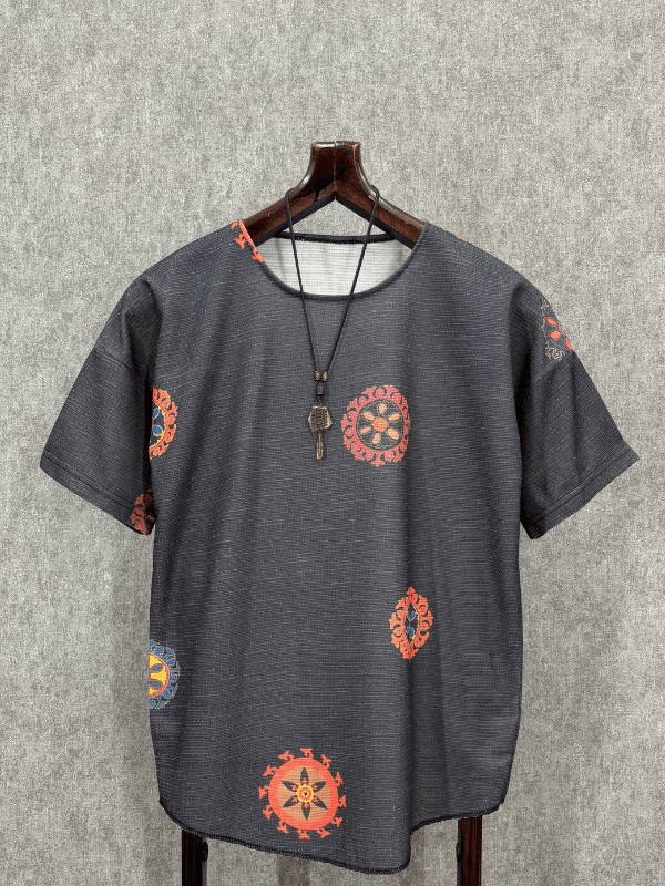 Oversize Desenli Bohem Tshirt
