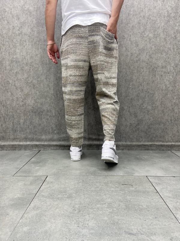 Beli Lastikli Bohem Baggy Çizgili Pantolon