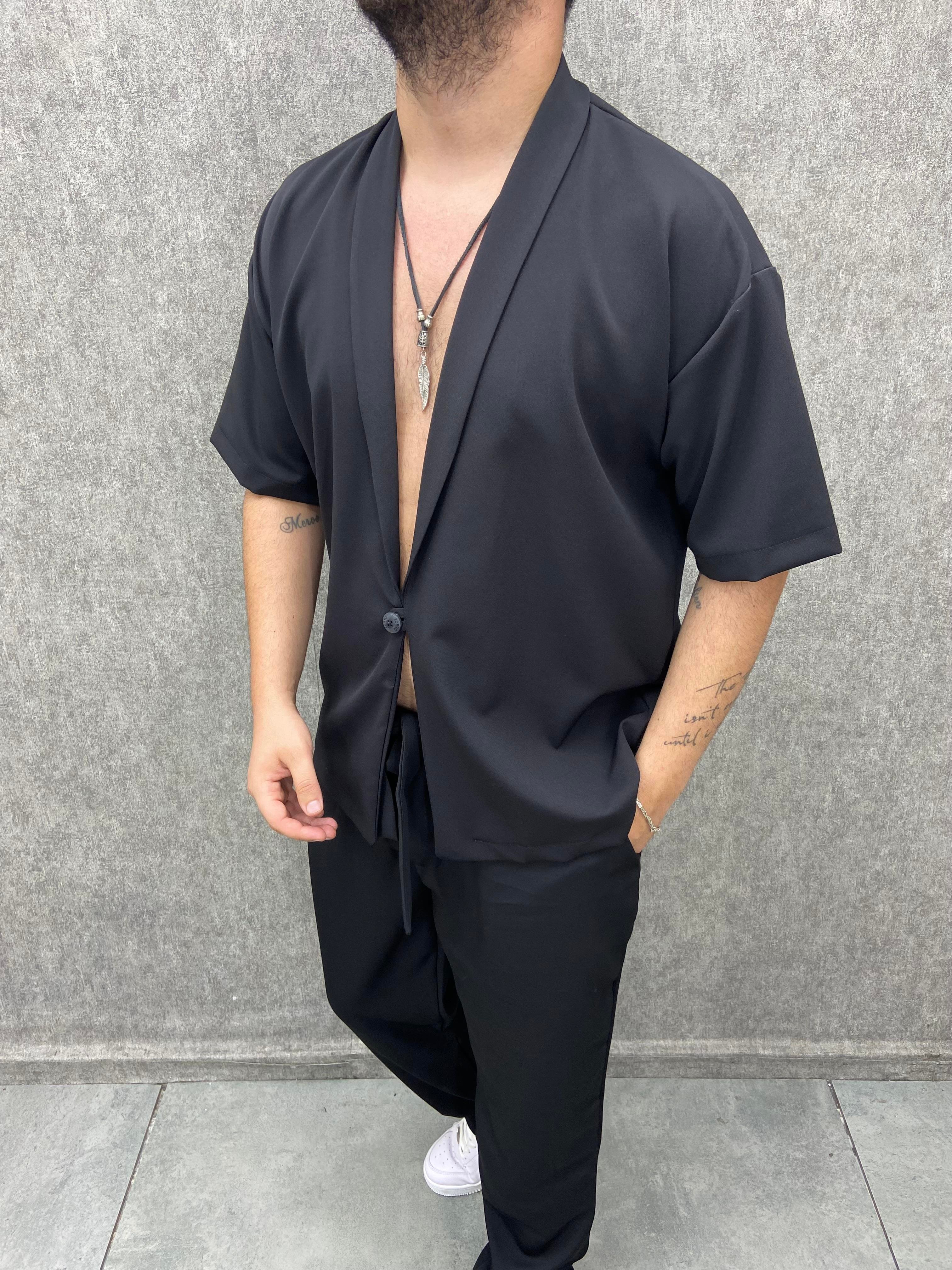 Oversize Tek Düğmeli Astarsız Ceket