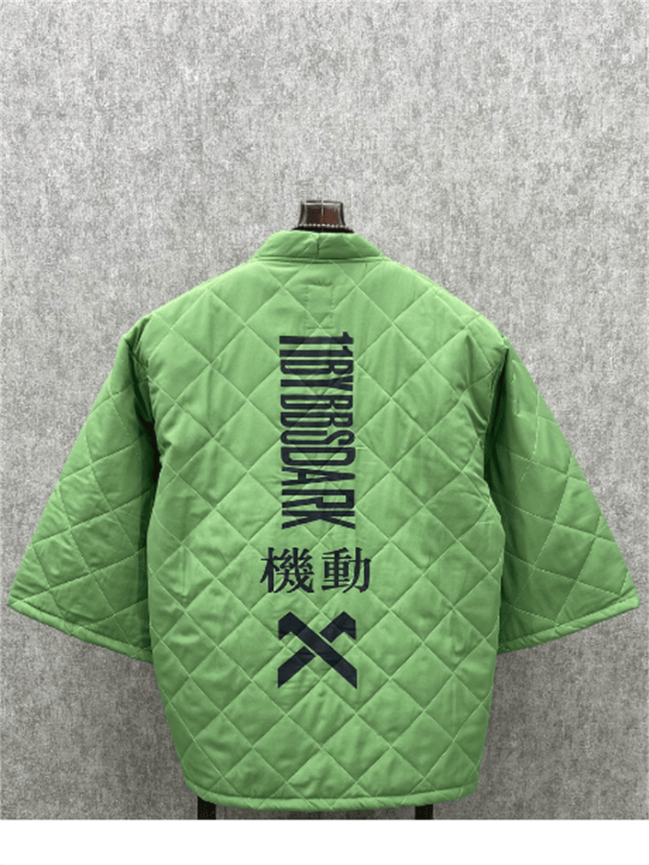 Oversize Fakir Kol Astarlı Kapitone Yeşil  Kimono