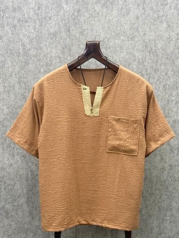 Oversize El İşi Detaylı Bohem Toprak Tshirt