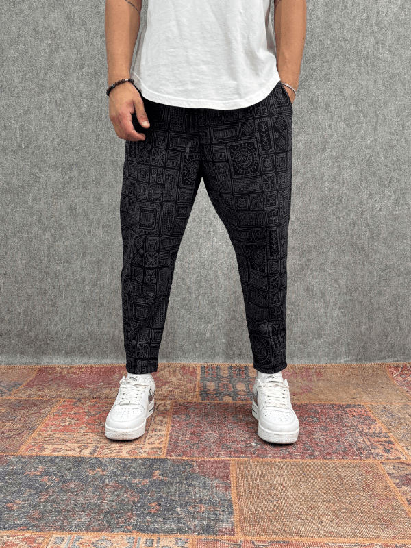 Beli Lastikli Desenli  Baggy Pantolon