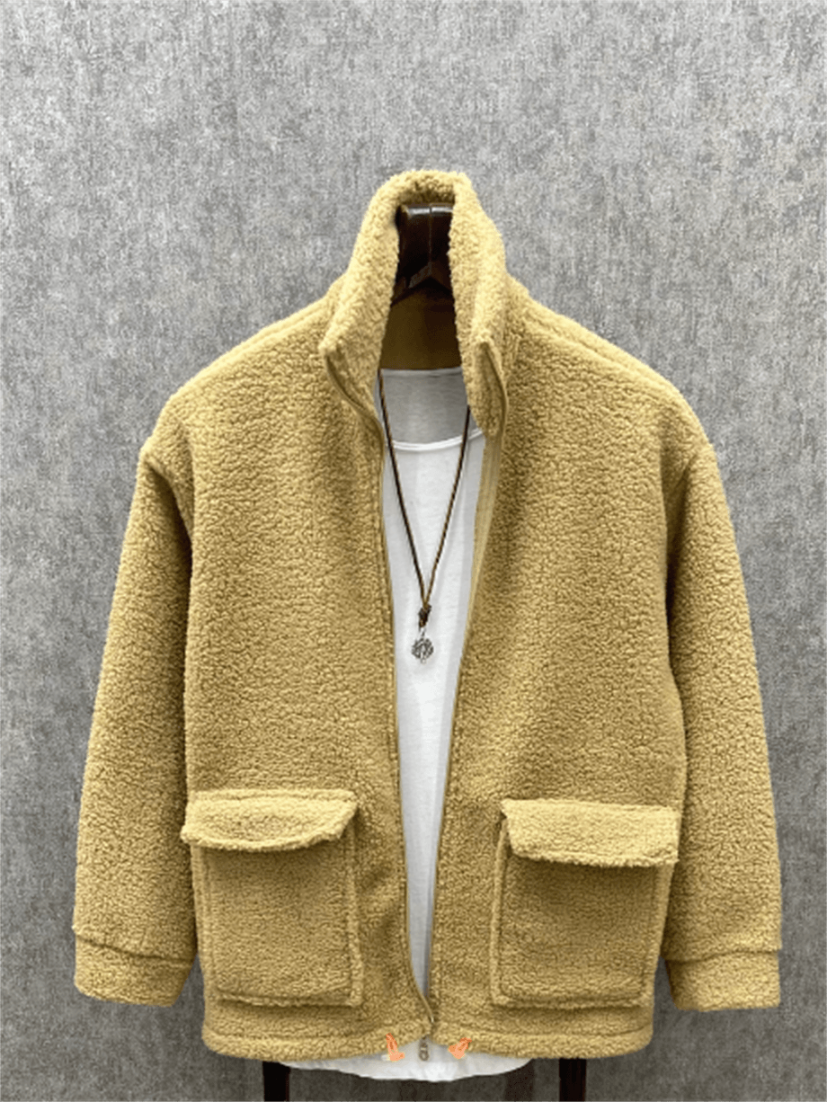 Oversize Fermuarlı Toprak  Peluş Sweatshirt