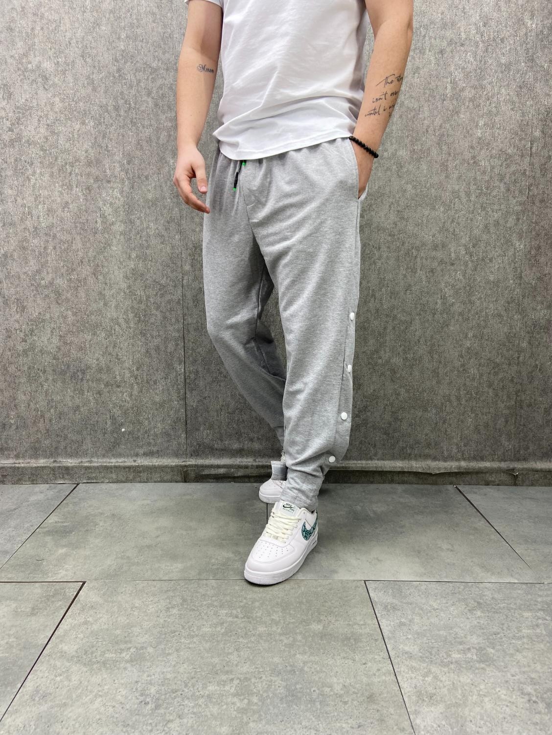 Rahat Kalıp Beli Lastikli Yanları Çıt Çıtlı Pamuk Örme Gri Jogger