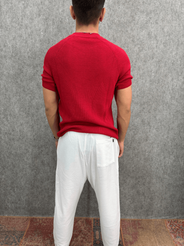 Fit Kalıp Bordo Triko Tshirt
