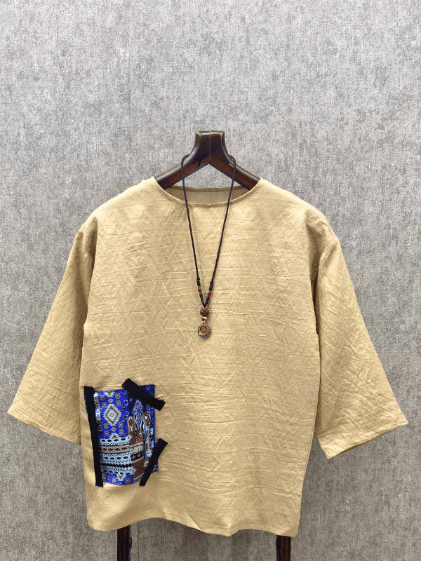 Oversize Fakir Kol Bohem Pamuk Dokuma Toprak Tshirt
