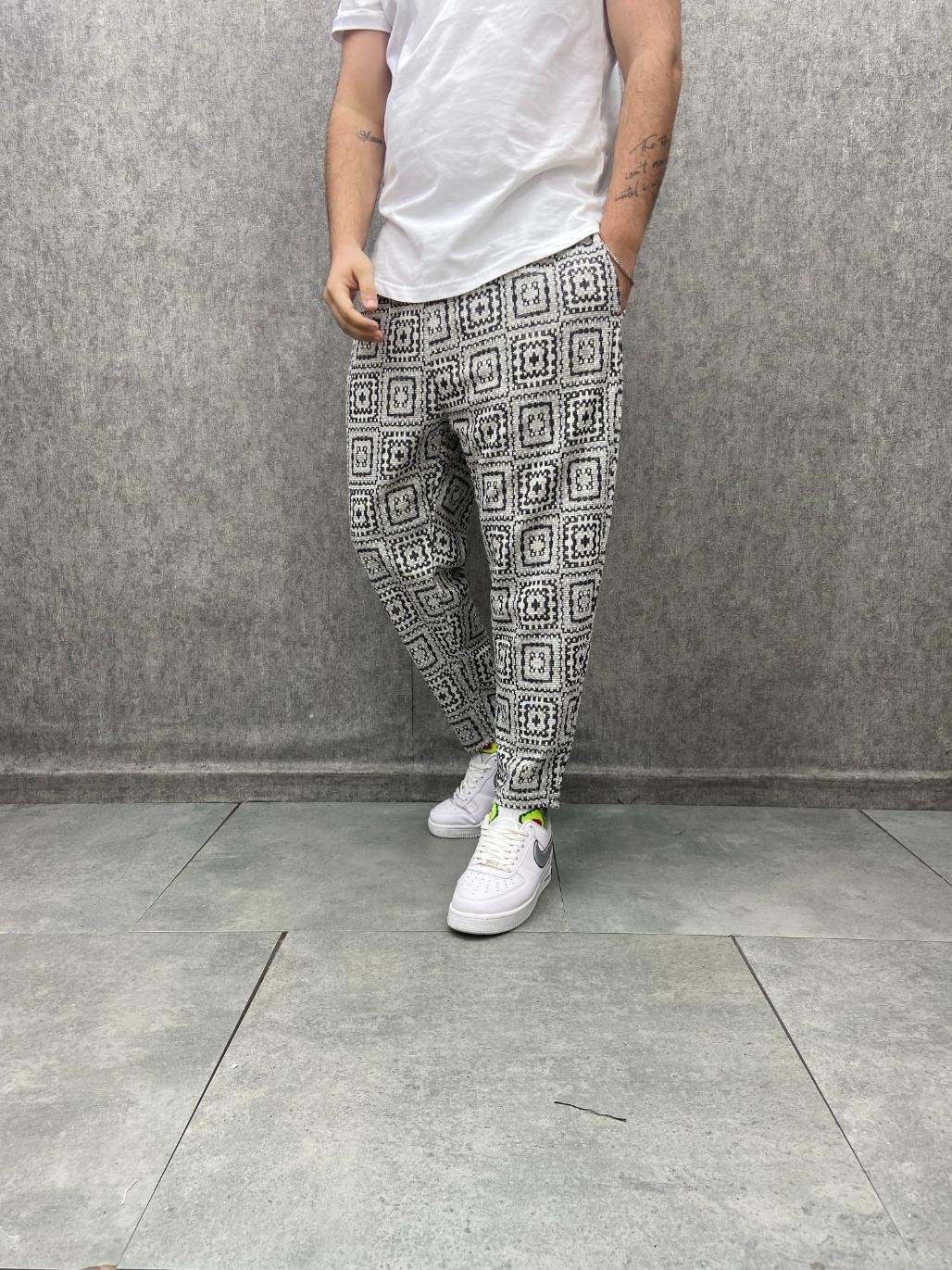 Beli Lastikli Desenli  Baggy Pantolon