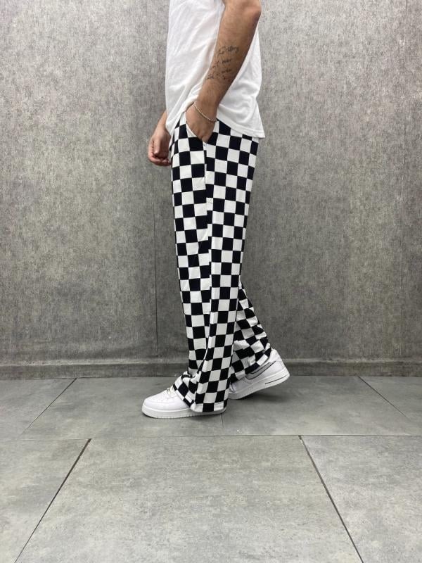 Beli Lastikli Stoperli Boru Paça Desenli  Baggy Pantolon
