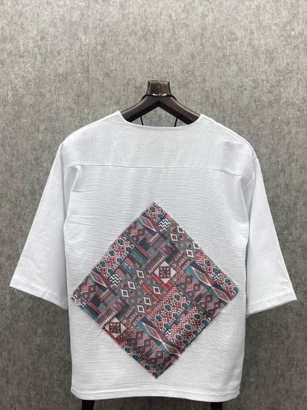 Oversize Bohem Fakir Kol Pis Uç Pachli  Beyaz Pamuk Keten Tshirt