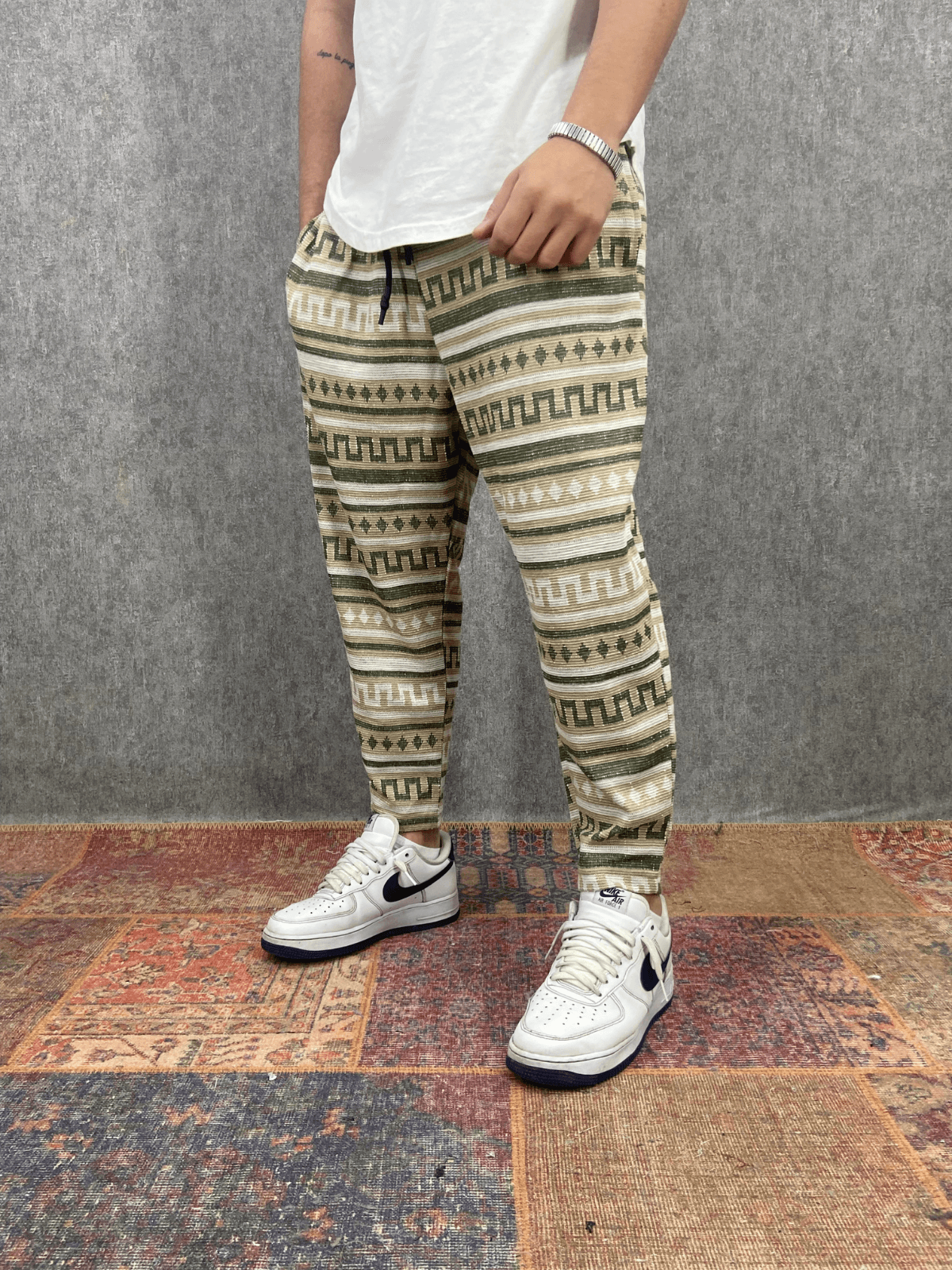 Beli Lastikli Pamuklu Bohem Desenli Baggy Pantolon