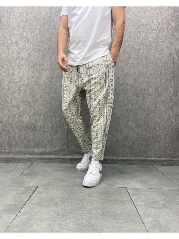 Beli Lastikli Desenli Baggy Pantolon