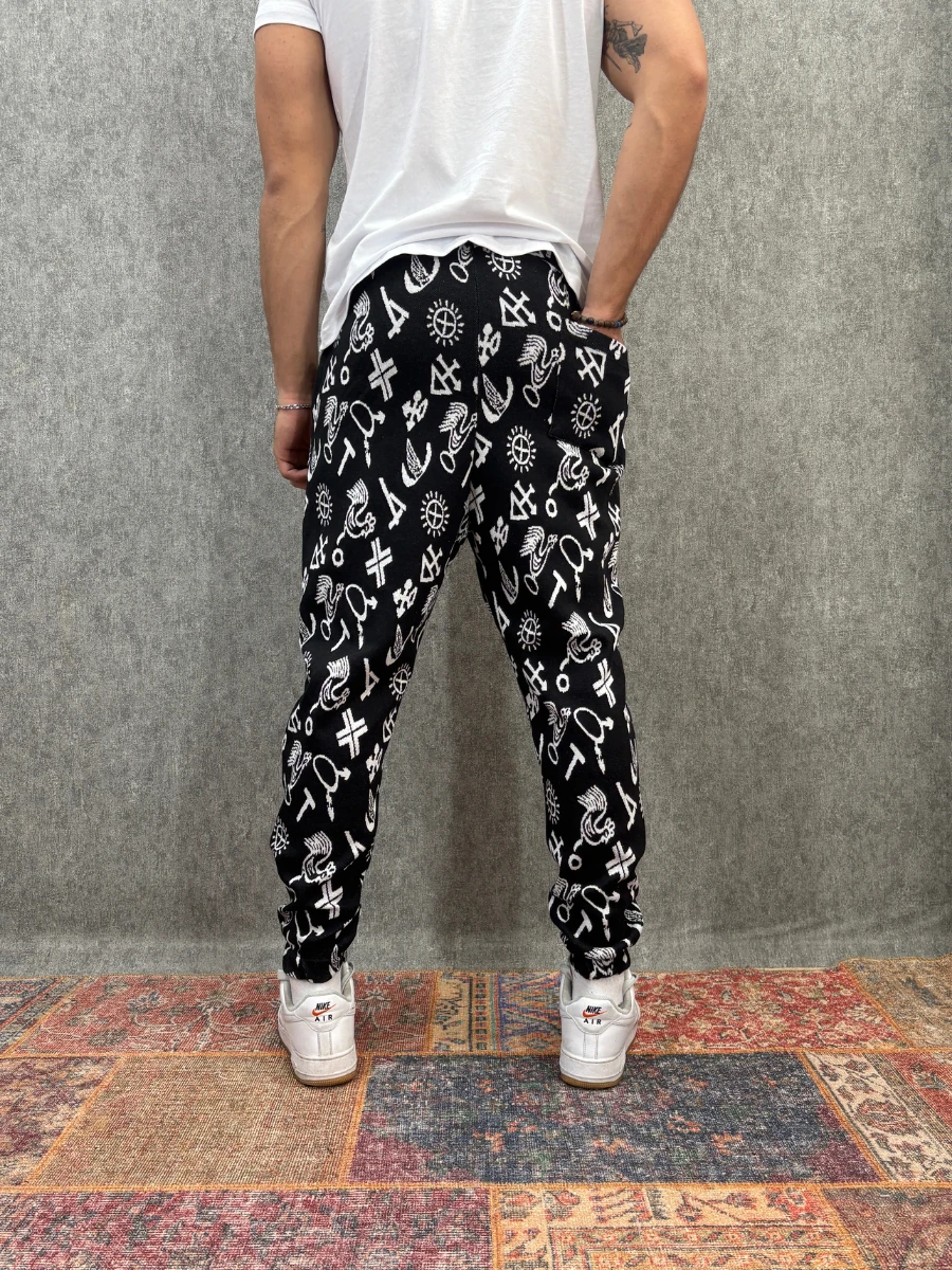 Beli Lastikli  Desenli Jogger