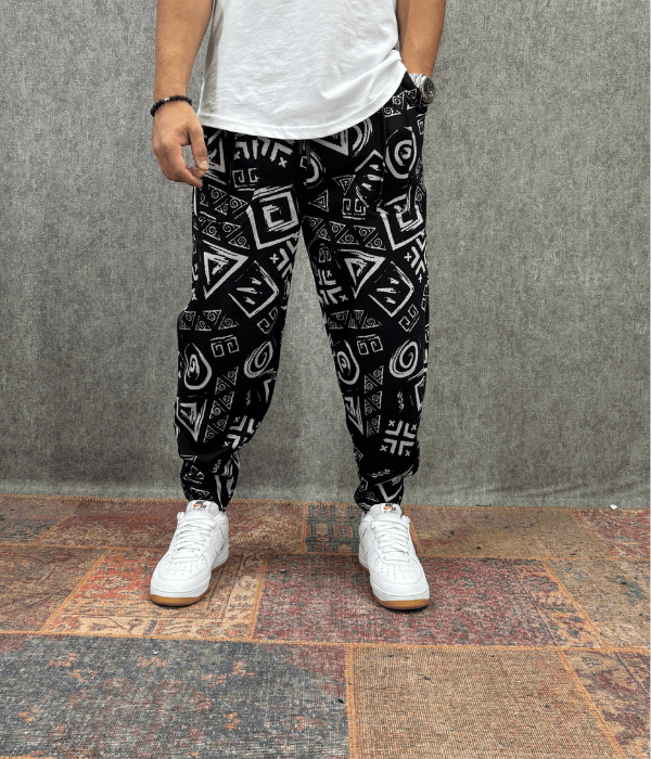 Beli Lastikli Kaşe Cep Nervür Detaylı Ekoseli Baggy Pantolon