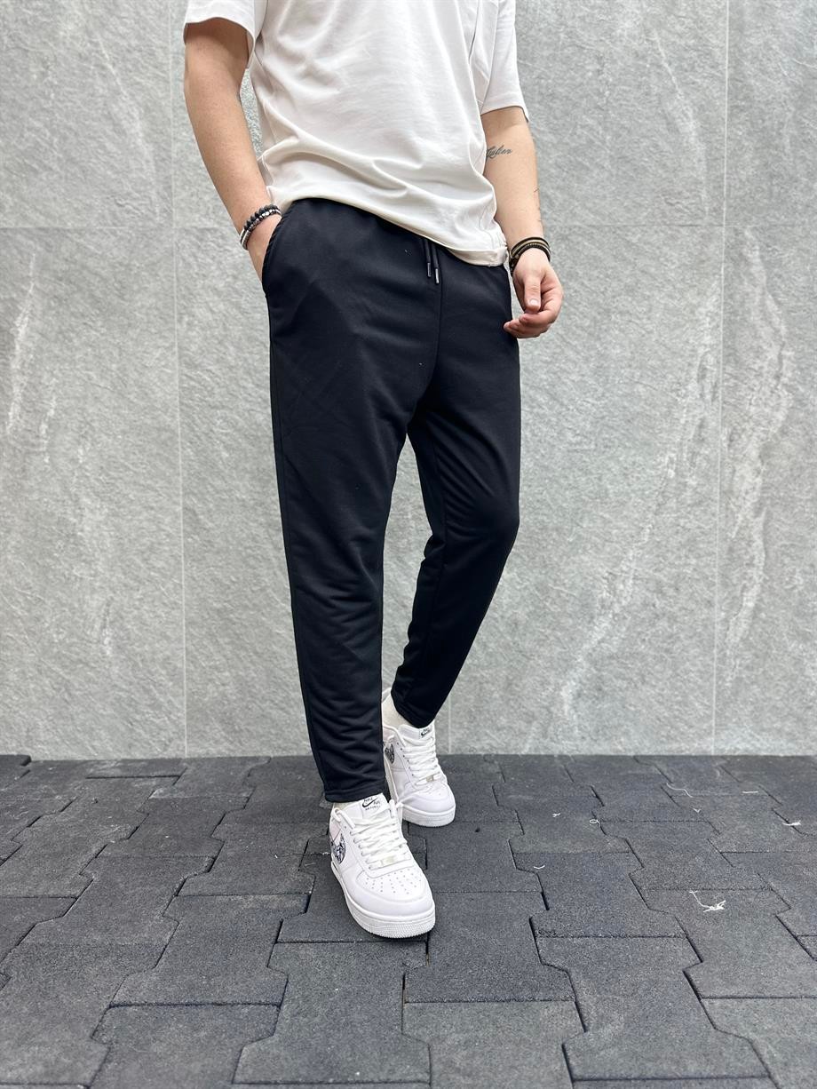 Beli Lastikli Siyah Baggy Pantolon