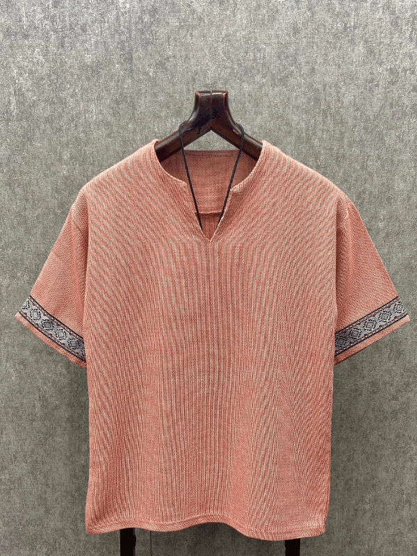 Oversize Bohem Yıkamalı Pamuk Keten Kiremit  Tshirt