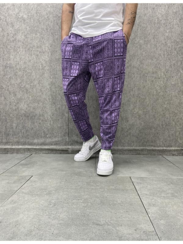 Beli Lastikli Aztek Desenli Baggy Pantolon