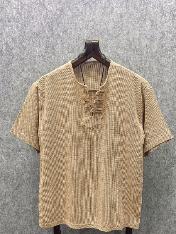 Oversize Bohem Yıkamalı Pamuk Keten Toprak Tshirt
