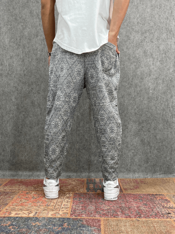 Beli Lastikli Desenli Baggy Pantolon