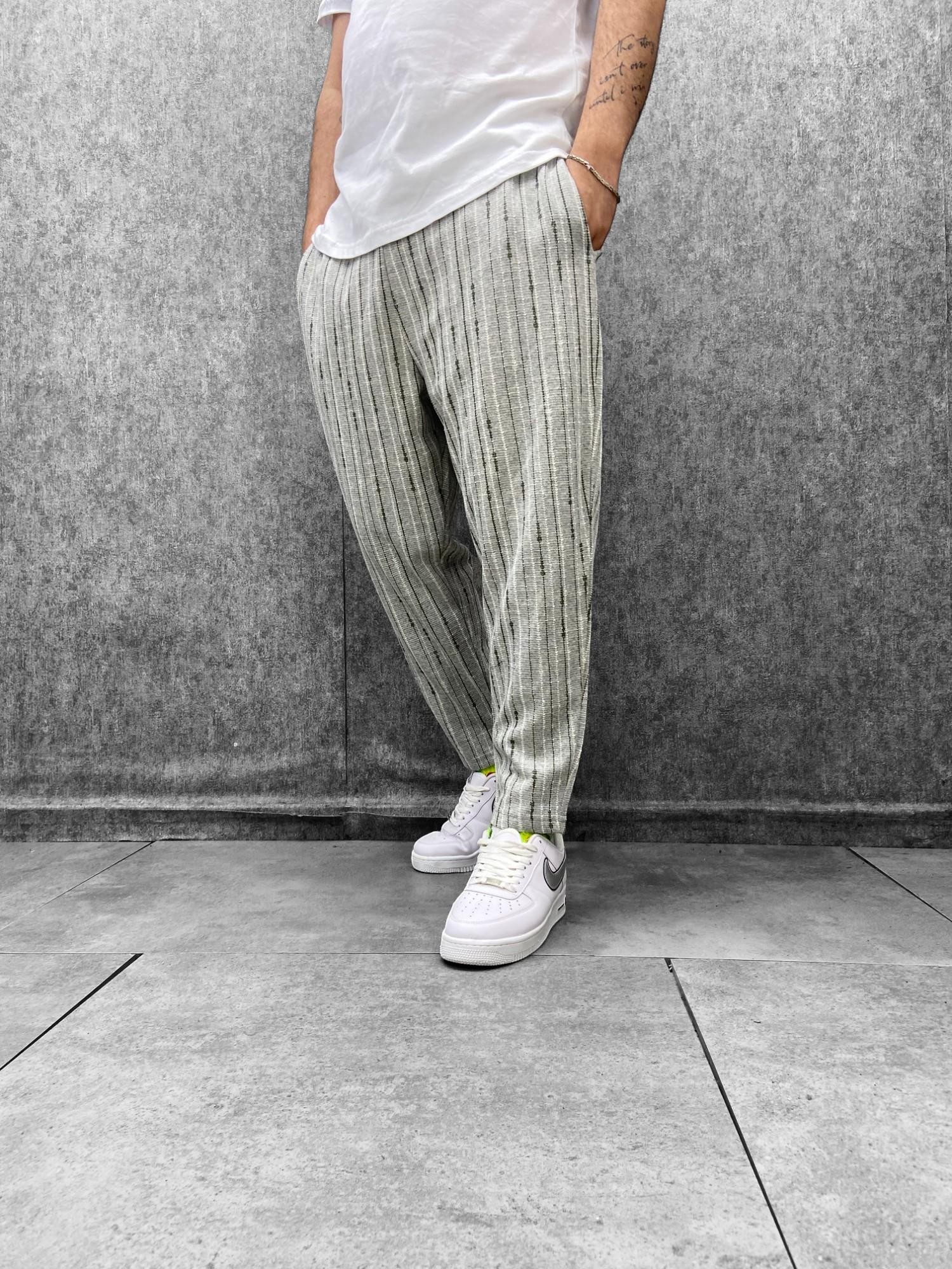 Beli Lastikli Düz Paça Desenli Baggy Pantolon