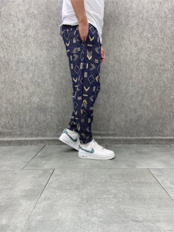 Beli Lastikli Bohem Baggy Desenli Pantolon