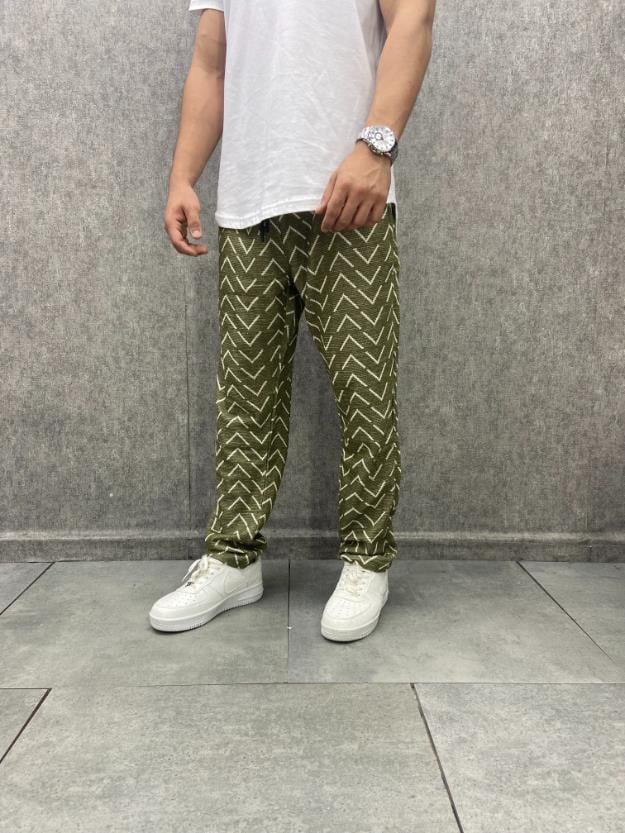 Beli Lastikli  Bohem Desenli Pantolon