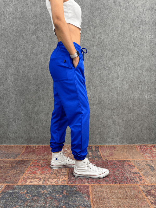 Bel ve Paça Lastikli Viscon Saks Jogger 