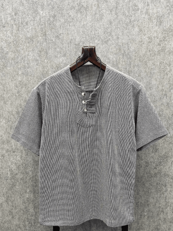 Oversize Bohem Yıkamalı Pamuk Keten Füme Tshirt