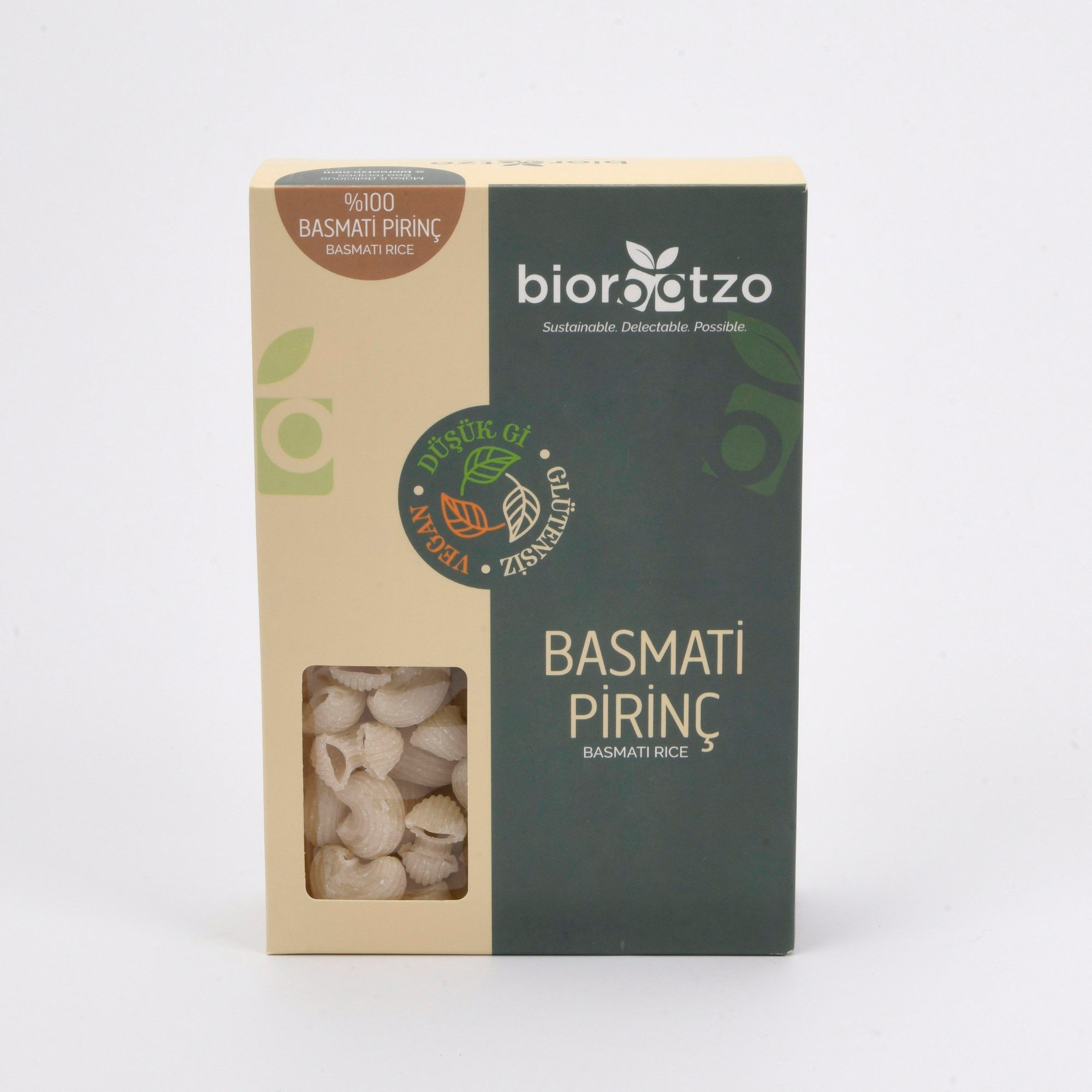 Biorootzo Artizan Bronz Kalıp Glütensiz Vegan Basmati Pirinç Pipe Rigate Mantı 3 Paket x 200 g Avantajlı Paket