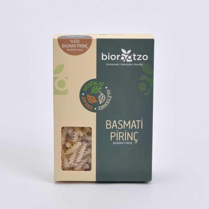 Biorootzo Artizan Bronz Kalıp Glütensiz ve Vegan Basmati Pirinç Fusilli 200 g