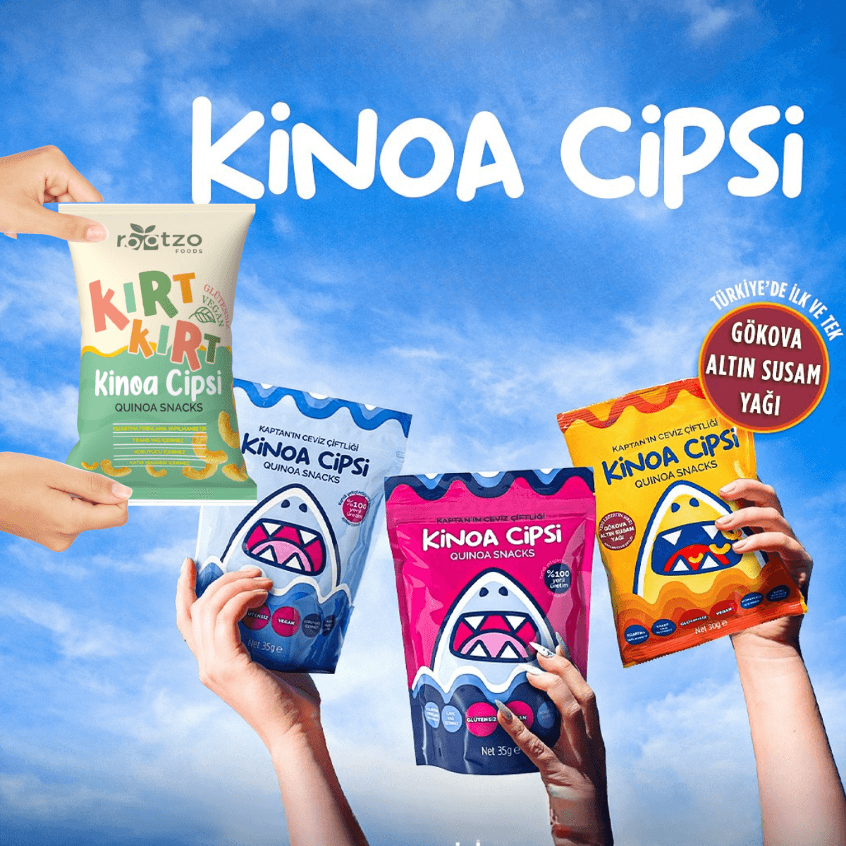 Kinoa Cipsi Karışık Paket (8 Adet)   – Glütensiz & Vegan Sağlıklı Atıştırmalık