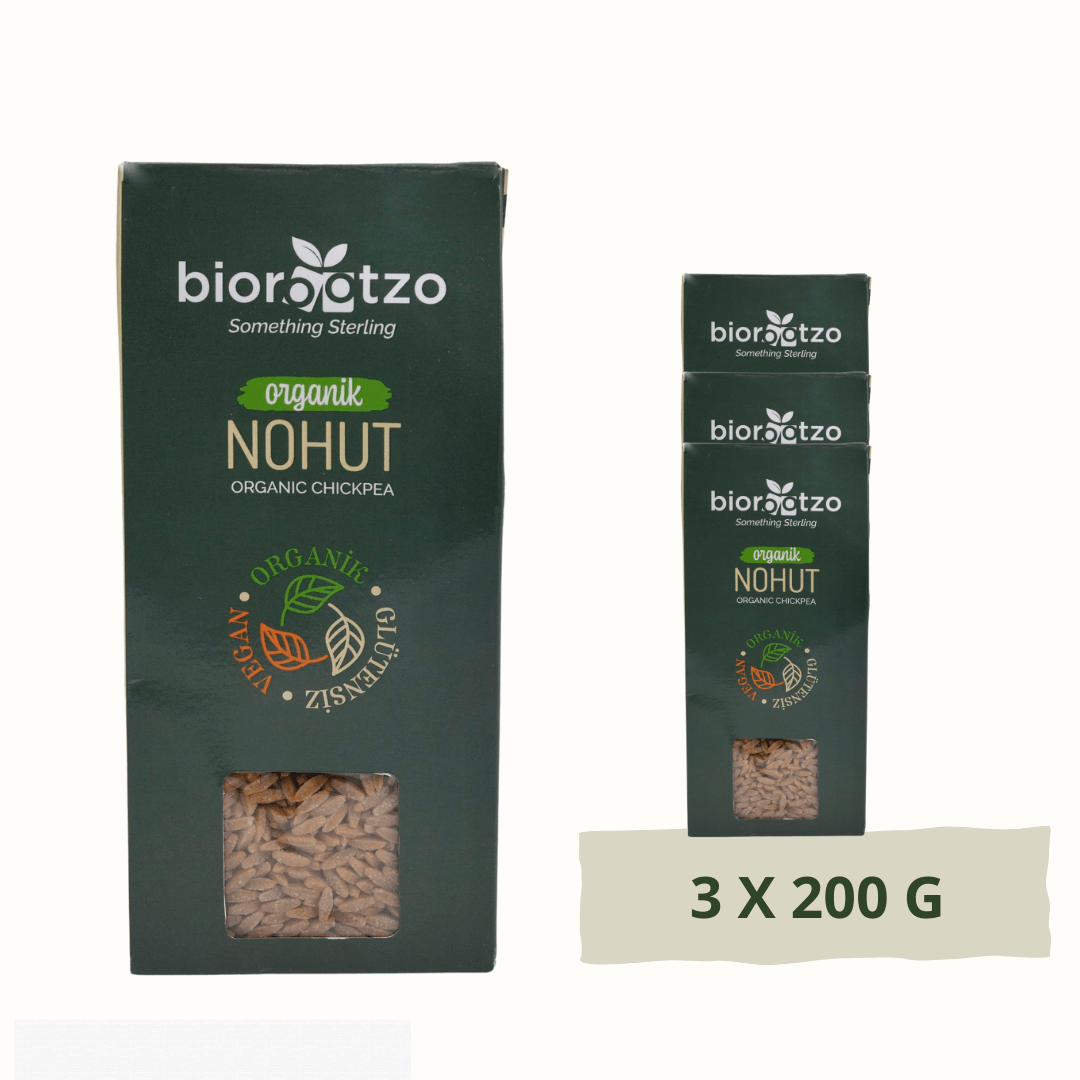 Biorootzo Artizan Bronz Kalıp Organik Glütensiz Vegan Nohut Risoni Arpa Şehriye 3 Paket x 200 g Avantajlı Paket