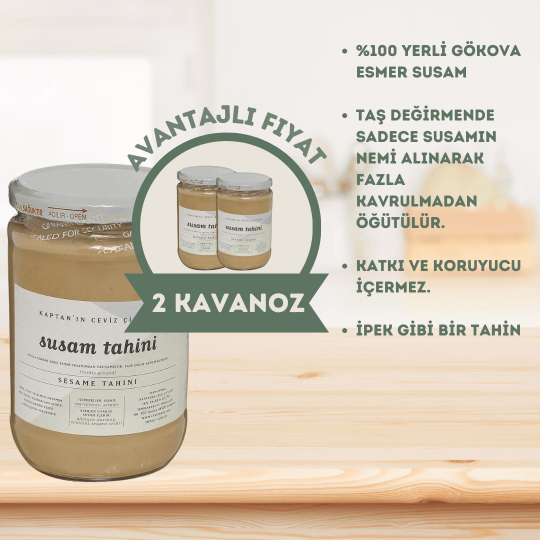 Yerli Gökova Susam Tahini Glütensiz - Vegan - Sağlıklı Yağ Kaynağı 650 g x 2 ADET