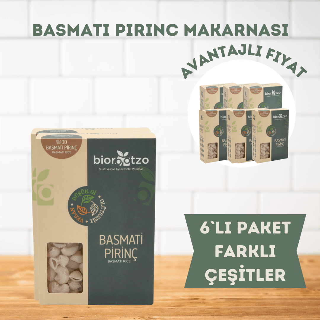 ST00010 - Biorootzo Artizan Bronz Kalıp Glütensiz Vegan Basmati Pirinç Karışık 6lı Paket x 200 g Avantajlı Paket