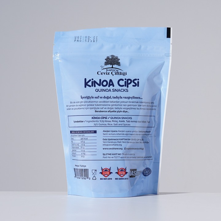 Kaptan`ın Ceviz Çiftliği Sağlıklı Atıştırmalık Glütensiz ve Vegan Kinoa Cipsi (35 G) - 1 Adet