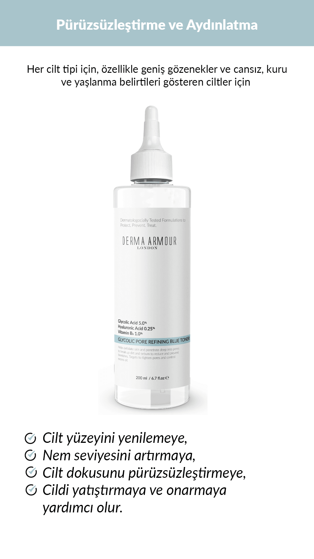 Glycolic Pore Refining Blue Toner (Glycolic Acid (5.0%) and Hyaluronic Acid (0.25%)), 200 ml