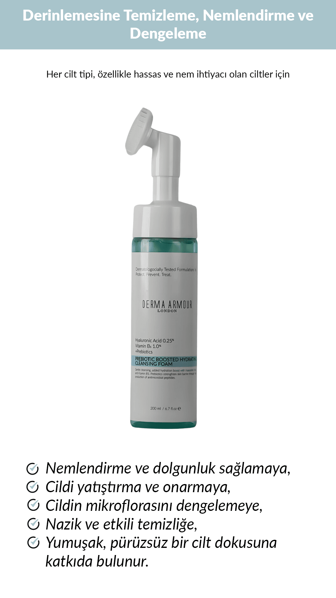 Prebiotic Boosted Hydrating Cleanser (Hyaluronic Acid (%0.25) and Vitamin B5 (1.0%)), 200 ml