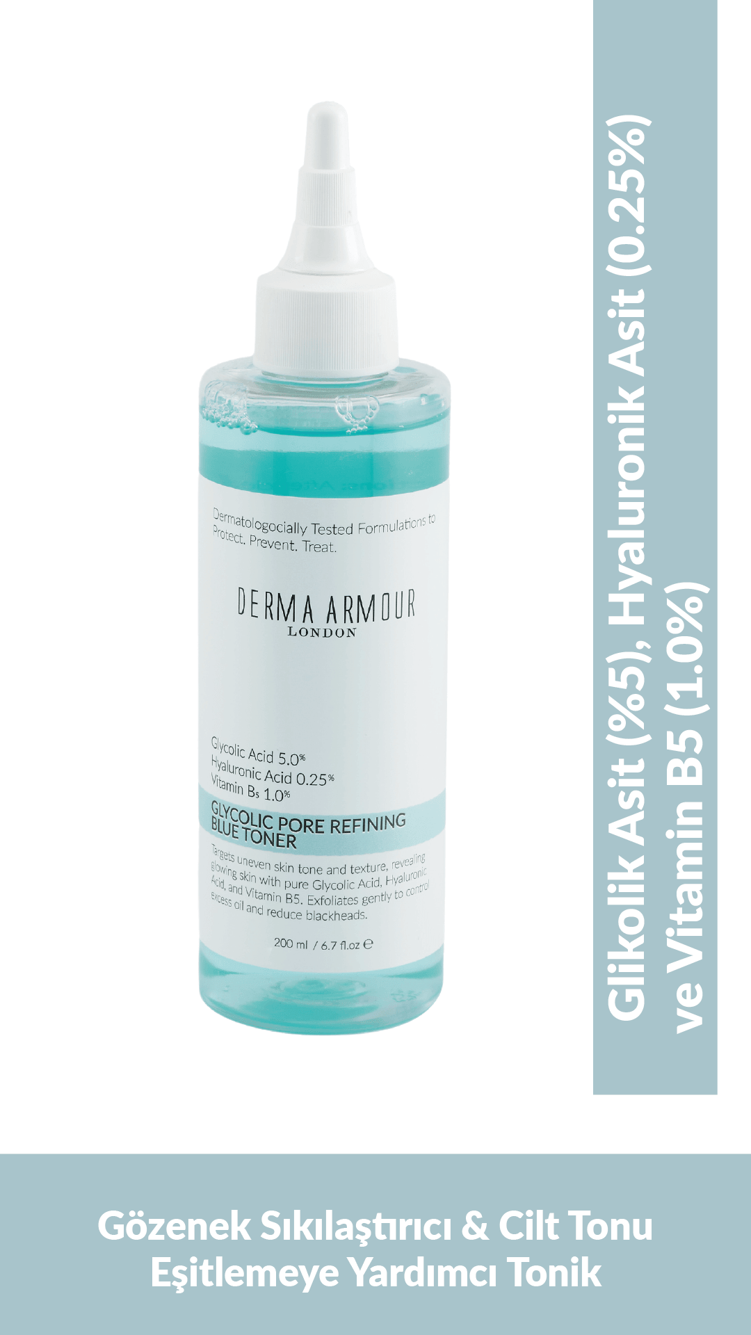 Glycolic Pore Refining Blue Toner (Glycolic Acid (5.0%) and Hyaluronic Acid (0.25%)), 200 ml