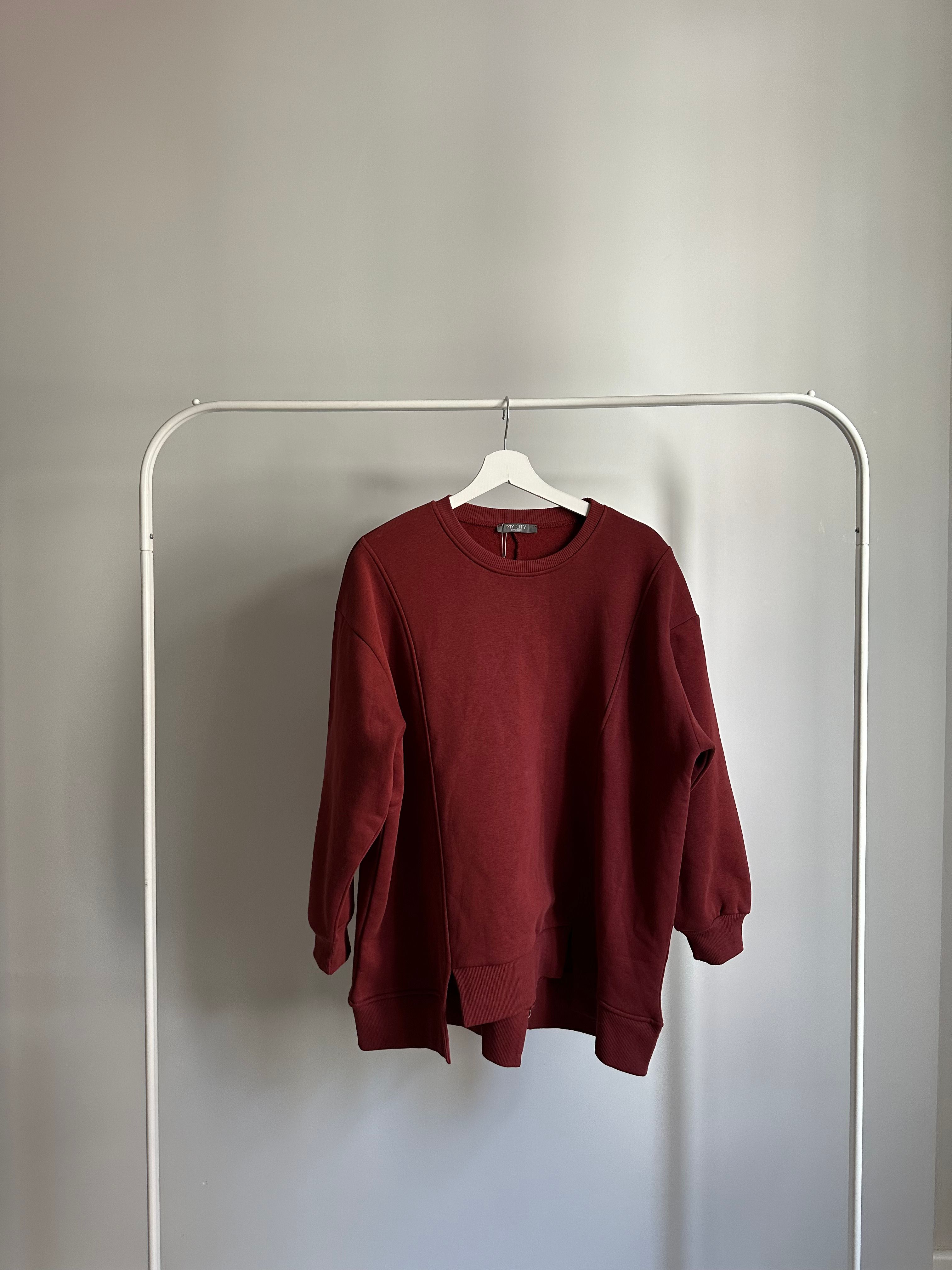 Arkası Fermuarlı Detaylı Oversize Sweat