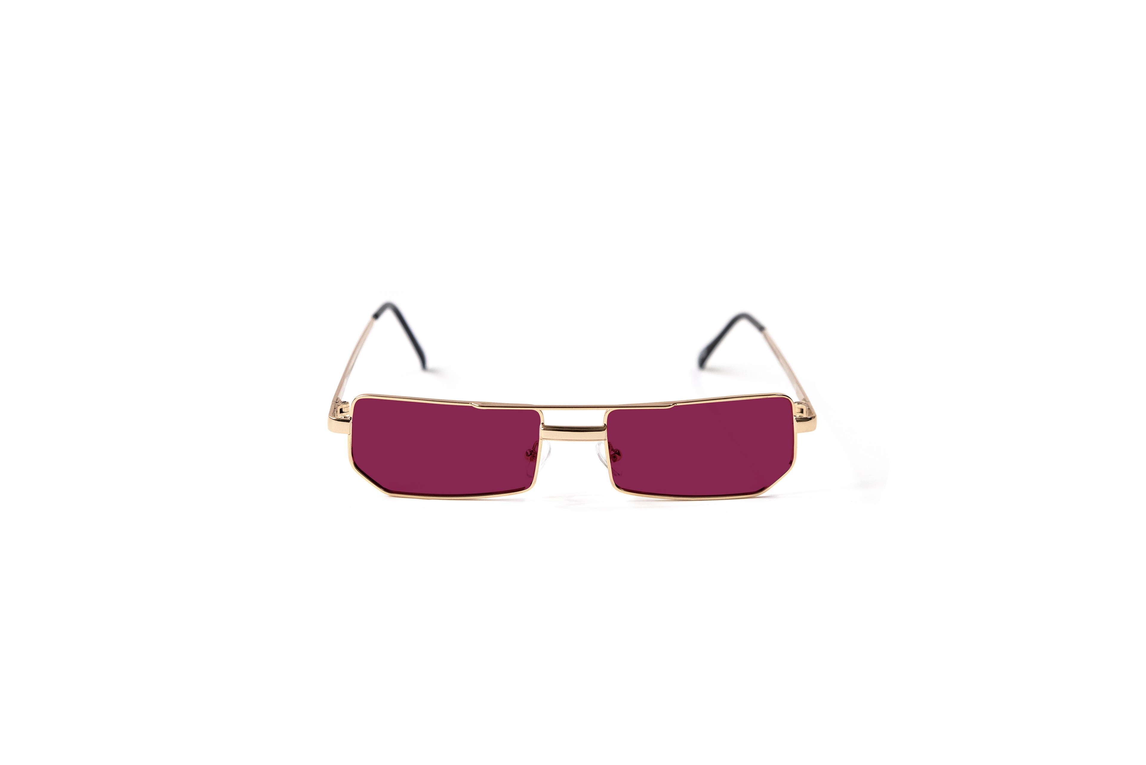 Aleyna Gold Frame Mono Color Lens - Burgundy