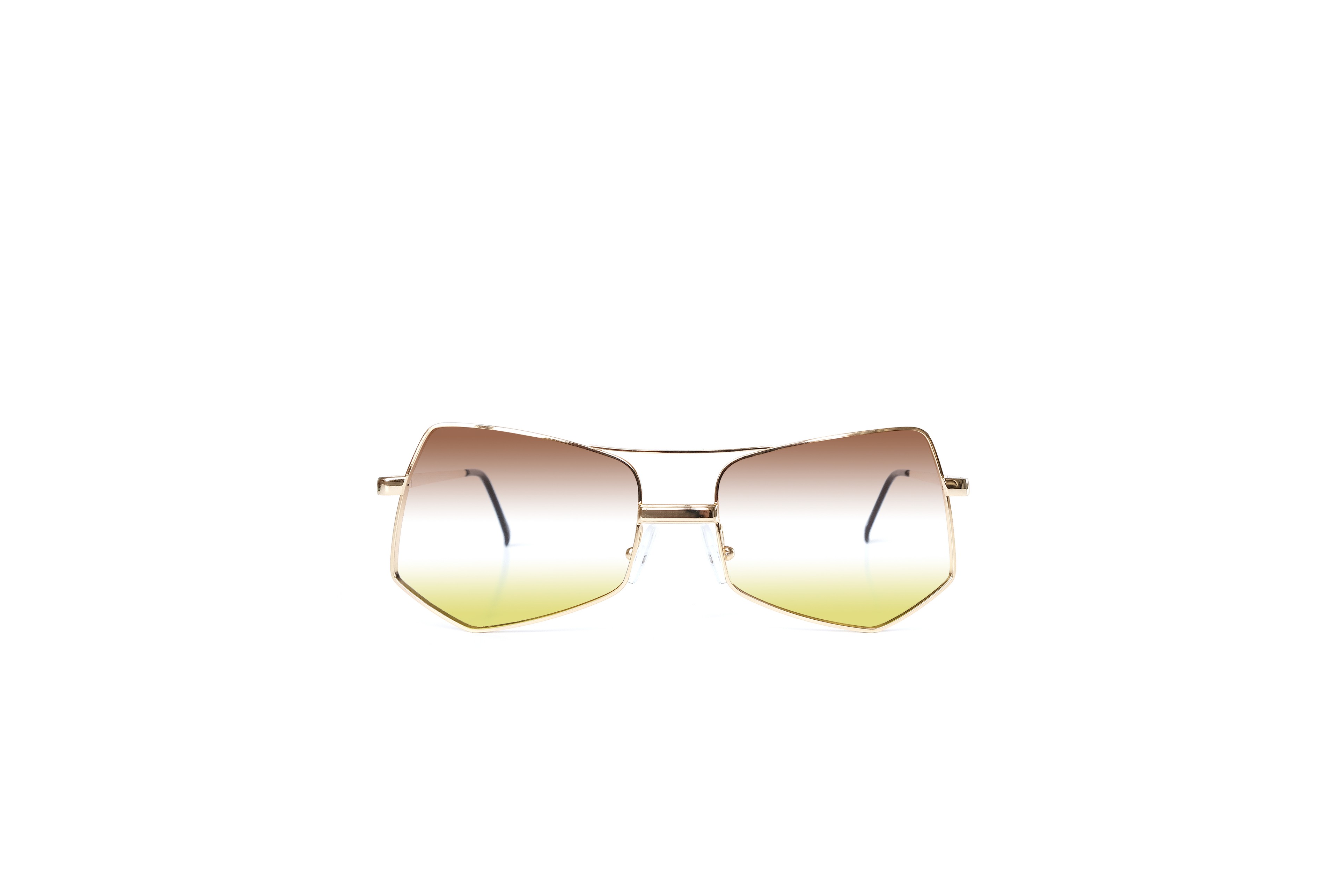 Cecile Gold Frame Three Color Lens - Brown-Green