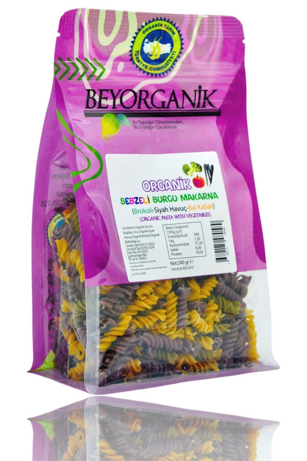BEYORGANİK SEBZELİ BURGU MAKARNA 240GR