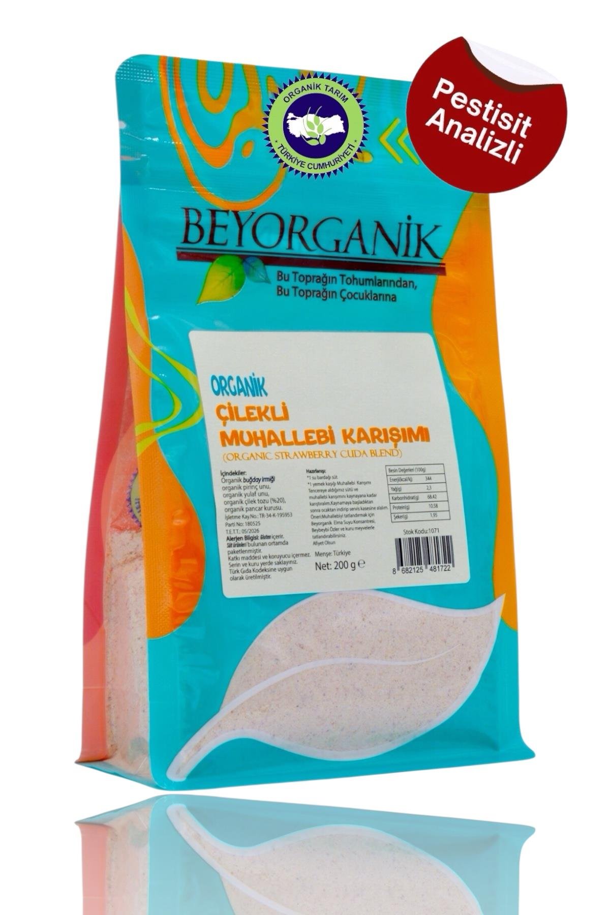 BEYORGANİK ÇİLEKLİ MUHALLEBİ KARIŞIMI 200GR
