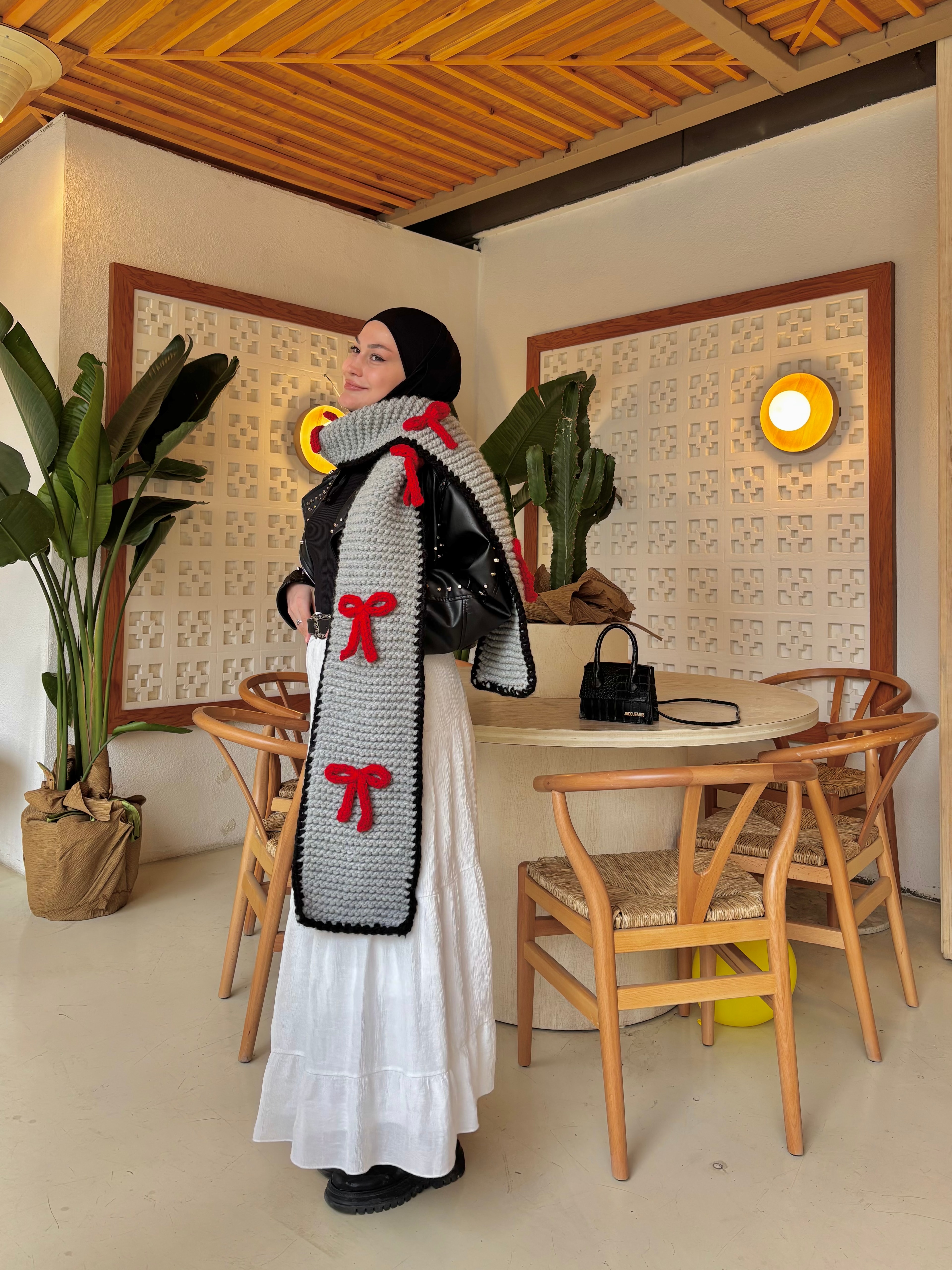 Ribbon El Örgüsü Atkı & Bere Seti